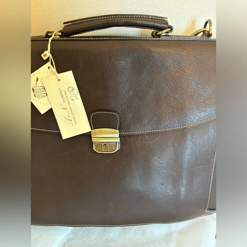 A.N. Florence Brown Leather Briefcase NWT